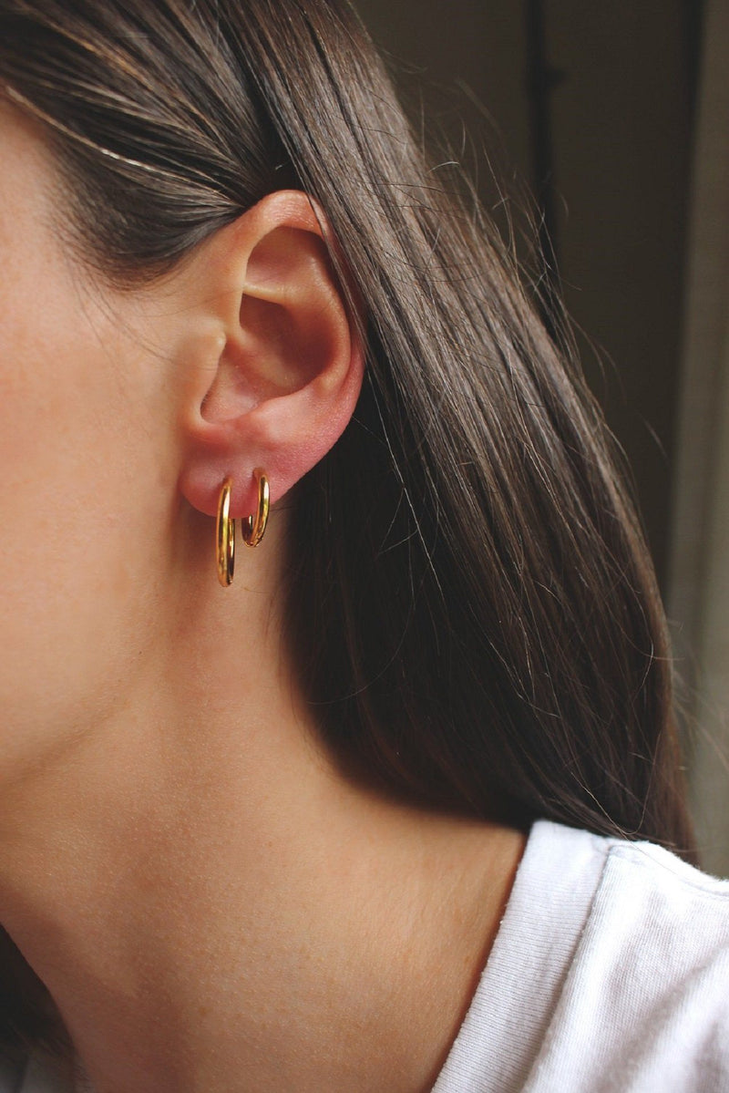 14 Karat Gold Plated Wide Huggie Hoop Earrings – Squirrel City Jewelers